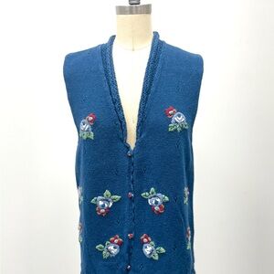 Cottagecore 90s Vintage Blue Floral Women's Vest